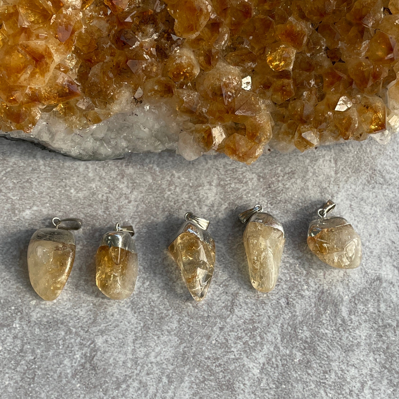 Citrine Tumbled Capped Pendant Citrine Tumbled Capped Pendant